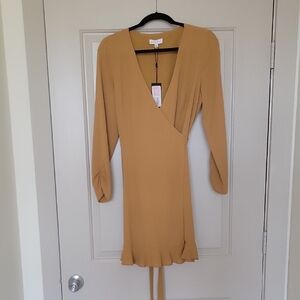 Elegant Tan Wrap Dress
